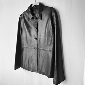 Banana Republic Genuine Leather Jacket Black Butter Soft Size Large
